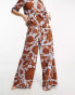 Vero Moda Aware wide leg trousers co-ord in blue and brown florals