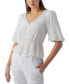 ფოტო #1 პროდუქტის Women's Textured Button-Front Peplum Top