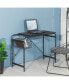 31.5" Computer Desk/ Home Office Desk With Wire Storage Basket - Walnut & Black