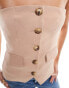 Фото #4 товара Miss Selfridge tailored bandeau button through top in neutral