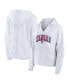 ფოტო #1 პროდუქტის Women's White/Gray Kansas Jayhawks Arch Logo Striped Notch Neck Pullover Hoodie