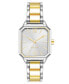 ფოტო #1 პროდუქტის Women's Quartz Square Two-Tone Alloy Link Bracelet Watch, 27mm