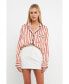 Women's Striped Satin Shirt with Piping