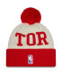Фото #2 товара Men's Red, Cream Toronto Raptors 2022 NBA Draft On The Court Cuffed Knit Hat with Pom