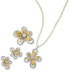 Фото #2 товара EFFY Collection d'Oro by EFFY® Diamond Flower Pendant Necklace (1 ct. t.w.) in 14k White and Yellow Gold
