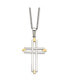 Фото #1 товара Chisel polished Yellow IP-plated Cross Pendant Curb Chain Necklace