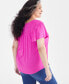 Фото #4 товара Style & Co Plus Size V-Neck Smocked-Shoulder Short-Sleeve Top, Created for