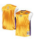Фото #1 товара Men's Gold, Purple Los Angeles Lakers Hardwood Classics Big and Tall On-Court Shooting V-Neck Shirt