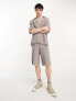 Фото #1 товара COLLUSION crochet longline shorts in grey co-ord