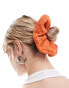 DesignB London oversized broderie hair scrunchie in bright orange