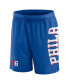 Фото #2 товара Men's Royal Philadelphia 76ers Post Up Mesh Shorts