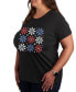 ფოტო #3 პროდუქტის Trendy Plus Size Flower Grid Graphic T-shirt