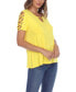 ფოტო #5 პროდუქტის Women's Keyhole Neck Cutout Short Sleeve Top