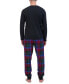 ფოტო #3 პროდუქტის Men’s Ultimate 2-Pc. Long-Sleeve Henley Crew Top & Ultra Soft Flannel Jogger Pant Sleep Set