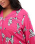 Фото #4 товара Chelsea Peers Exclusive Curve jersey dalmation print button top and trouser pyjama set in hot pink