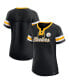 ფოტო #4 პროდუქტის Women's Black Pittsburgh Steelers Original State Lace-Up T-shirt