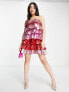 Фото #4 товара Collective the Label exclusive metallic tiered mini dress in pink and red