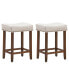 Фото #1 товара Set of 2 Nailhead Saddle Bar Stools Rubber Wood 24'' Height