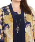 Plus Size Sleeveless Sheath Dress, Printed Jacket & Necklace Set