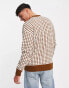 New Look relaxed fit puppytooth jumper in brown Коричневый, XS - 81-86CM - фото #4