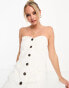 In The Style tailored bandeau button through mini dress in white