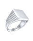 ფოტო #4 პროდუქტის Mens Monogram Initial Large Statement Geometric Signet Ring Black or Silver Tone Stainless Steel Polished Mirror Finish