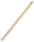 ფოტო #3 პროდუქტის Men's Crystal Curb Link Bracelet in Stainless Steel & Gold-Tone Ion-Plate