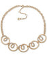 Фото #1 товара DKNY gold-Tone Pavé Twist Statement Necklace, 16" + 3" extender