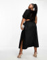 Pretty Lavish Curve asymmetric cut out smock midaxi dress in black