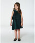 Big Girls Sleeveless Dress With Eyelet Collar Forest Green