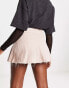 ASOS DESIGN denim pleated mini skirt in stone