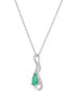 ფოტო #3 პროდუქტის Emerald (5/8 ct. t.w.) & Diamond Accent Teardrop 18" Pendant Necklace in 10k White Gold