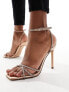 Фото #1 товара Steve Madden Slayed embellished strap heeled sandals in rose gold