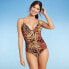 Фото #1 товара Women's Underwire Keyhole One Piece Swimsuit - Shade & Shore Tiger Print 34DD