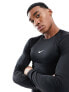 Фото #1 товара Nike Pro Training Swoosh Dri-Fit log sleeve t-shirt in black