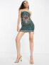 Band Of Stars premium bandeau mini dress in forest green