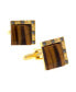 ფოტო #1 პროდუქტის Jewelry 14K Gold Plated Tiger's Eye Square Cufflinks