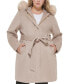 Фото #1 товара Women's Plus Size Faux-Fur-Trim Hooded Coat, Created for Macy's