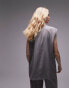 Topshop Tonic oversized waistcoat in light grey 36 - фото #4