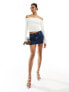 ASOS DESIGN sculpted knitted off shoulder top in cream M - фото #5