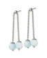 Stainless Steel Polished Blue Quartz Moveable Dangle Earrings