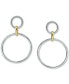 ფოტო #3 პროდუქტის Polished Interlocking Circle Drop Earrings in Sterling Silver & 18k Gold-Plate, Created for Macy's