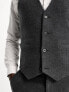 Фото #7 товара ASOS DESIGN slim wool mix suit waistcoat in herringbone in charcoal