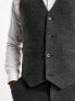 Фото #10 товара ASOS DESIGN slim wool mix suit waistcoat in herringbone in charcoal