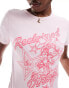 Фото #4 товара Reclaimed Vintage baby tee with cowgirl western glitter print in pink