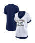ფოტო #2 პროდუქტის Women's White, Navy Milwaukee Brewers Iconic Noise Factor Pinstripe V-Neck T-shirt