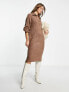 Vero Moda knitted collared maxi dresss in brown