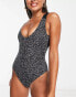 Фото #4 товара Nike Swimming dots keyhole cut out back one piece swim suit in black