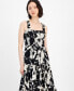 ფოტო #4 პროდუქტის Women's Floral-Print Smocked Midi Dress