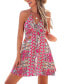 Фото #1 товара Women's Pink Boho Halterneck Mini Beach Dress